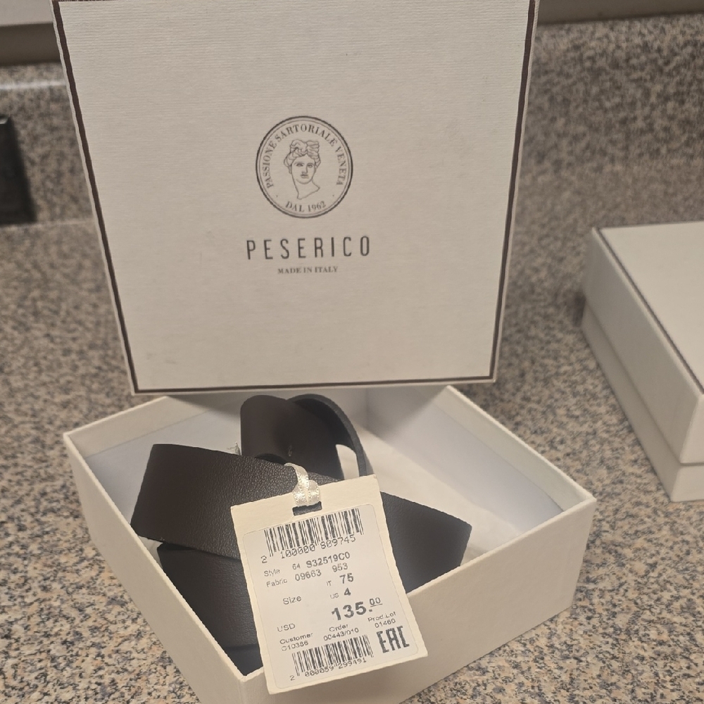 Peserico Dark Brown Leather Belt NWT And Box